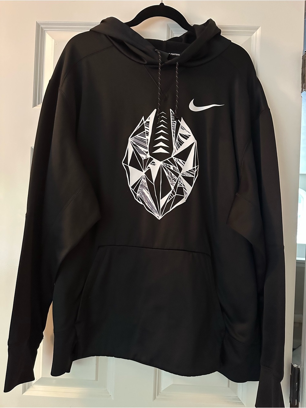 Nike Black Pullover Hoodie with White Geometric Chest Graphic